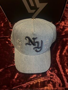 Denim 'NY' Embroidered Baseball Cap - Blue